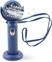 Mini Handheld Fan - iZiv 2000mAh Portable Hanging Neck Fan, Chargeable Powerful 3-speed Adjustment Pocket Fan with Lanyard|Base, Indoor/Outdoor Cool Travel Small Stylish Fan for Kids/Girls/Women/Men