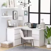 Corner Computer Desk Home Office Workstation Writing Table With Drawers Shelves