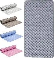 Bath Mat Non Slip Anti Mould - 36x70cm Bathtub Mat for Bathroom with Suction Cups and Drain Holes, Machine Washable Shower Mats for Inside Shower Ideal for Kids & Elderly - Anti Slip Bath Mat (Grey)