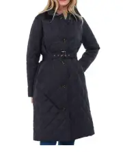 BARBOUR Cordelia Quilted Longline Jacket MSRP$385 in MIDNIGHT/ ROSEWOOD TARTAN