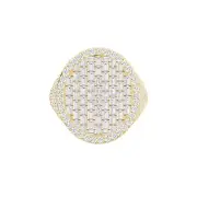 5.37ct Round & Baguette Moissanite Mens Oval Signet Ring 14k Gold Plated Silver