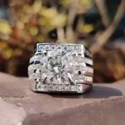 Men's Engagement Ring 3 CT Round Cut Channel Set moissanite 925 Sterling Silver