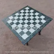 Green Marble Chess Table Top, Chess Table With Center Pieces, Gifts Decor Top