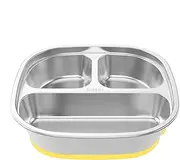 Stainless Steel Kids Plates, Divided Children Plates, Non-Slip Unbreakable Dinnerware, Feeding Supplies, Dishwasher Safe 7.68x7.68x1.77 Inches for Home, School, Canteen Use