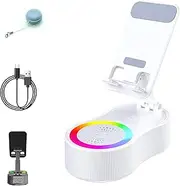SonicDrop Dock – No-Pair Magic Speaker & Charging Stand, SonicDrop Dock Holder with Instant Drop-to-Play, Adjustable Anti-Slip Design & Dynamic LED Ambience for Home, Office (White,Type A)