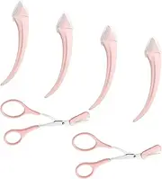 6PCS Eyebrow Trimmer Set - Stainless Steel Curved Razor, Scissors with Comb - Precision Beauty Tool for Men & Women - Easy Hair Removal - Suitable for All Skin Types