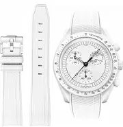 Bands for Moonswatch Watch Rubber for Omega x Swatch MoonSwatch 20mm Rolex Seiko Watch Silicone Men with Stainless Steel Replacement Bracelet Original Bracelet Omega x Swatch MoonSwatch Speedmaster