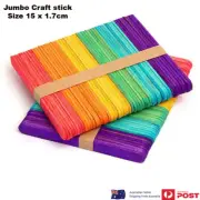 100, 50Pcs Multi Colour Wooden Craft Stick Paddle Pop Popsicle Sticks 15cm