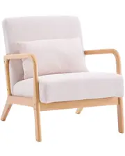 Unikome Modern Accent Chair with Lumbar Pillow & Solid Wood Frame