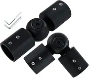 LABUBU Window Corner Curtain Rod Connector Set of 2, Adjustable Curtains Rods Connector for Bay Windows Blinds with 1 inch Black Color Metal