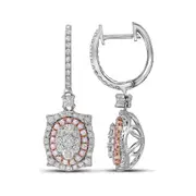 1 1/3CTW-Diamond PINK EARRINGS