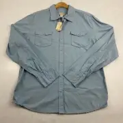 Buffalo David Bitton Shirt Men's Extra Large Long Sleeve Button Up Frayed Blue