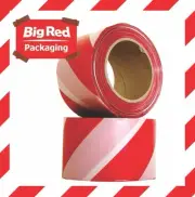 Red & White Barrier Tape Safety Hazard Barricade Tape 75mmx100m Roll