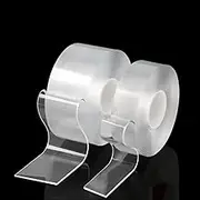2 Rolls Heavy Duty Double-Sided Nano Tape - 79"x1.2" & 0.4" - Removable, Clear & Strong Adhesive for Posters, Carpets, Pictures, Rugs, Walls & Outdoor Use - Multi-Purpose Hanging Strips