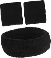 [VICASKY] Elastic Fitness Sports Headband Wristband Set Sweat-Absorbent Headband for Yoga Running Basketball