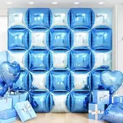 Square Foil Balloon Wall, 25Pcs Double Sided Balloon Backdrop Helium Mylar Balloon Tunnel Arch Garland Kit for Birthday Bridal Anniversary Baby Shower Party Decorations (Blue)