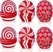 Whaline 600Pcs Christmas Candy Cupcake Liners Peppermint Baking Cups Holders ...