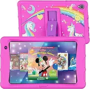Contixo 8 Kids Tablet - K81 8-inch, 80 Disney Storybooks Pre-Installed (Value $350), Ages 3-12, Parental Controls, Android 13 OS, 64GB, HD Dual Camera, WiFi, Kid-Proof case - Pink