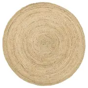 HOMEMONDE 6ft Round Natural Jute Rug - Handwoven Braided Reversible Vintage A...