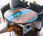 Clear Blue Epoxy Resin Coffee Table Live Edge Wooden Console Bar Desk Luxury Dec