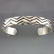 One of a Kind Sterling Silver Zig Zag Cuff Bracelet Signed