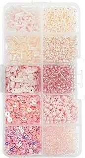 John Bead Sequins and Beads Kit APX 81g Mix 10 Types, Pink Palette