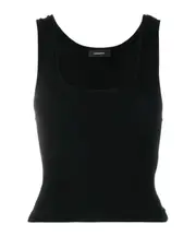 BLACK SLEEVELESS VEST TOP M Black