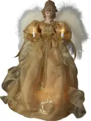 Kurt Adler UL 10-Light Angel Christmas Treetop Figurine, 14-Inch, Gold