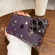 Electroplate Transparent Phone Case for iPhone 15 14 13 12 11 Pro Max Plus X Xs XR Max Bumper Clear Cover,Purple,for iPhone X