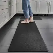 Non Skid Waterproof Kitchen Mats Anti-fatigue Thick Cushioned Floor Rug Black 45x75cm