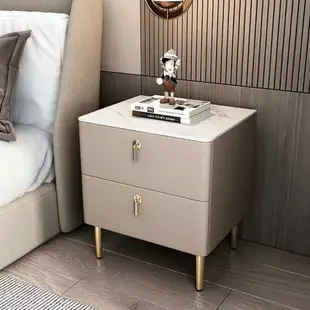 【高品質】床頭櫃 高檔床頭柜實木新款現代小戶型軟包臥室家用小型巖板小尺寸床邊柜 樂天市場