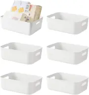 Set of 6 Plastic Storage Bins, Durable Multi-Use Storage Basket, Plastic Desk Ca
