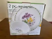 New Thomson Pottery China Floral Garden Serving Plate Platter & Salad Bowl Set