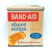 Vintage Band-Aid Sheer Strips Empty Hinged Tin Johnson + Johnson Water