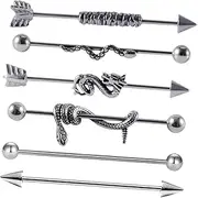 [LALADEFIEE] Elegant Industrial Bar Earring Set Lightweight Stainless Steel Snake Studs for Women Piercing Jewelry