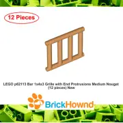 LEGO p62113 Bar 1x4x3 Grille with End Protrusions Medium Nougat (12 pcs) NEW