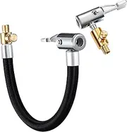 YUENTOEN 23 Inch Tire Inflator Hose Adapter, Schrader Valve Adapter with Air Hose and Standard Tire Valve Fine Thread, Locking Air Chuck for Tire Pump's Twist On Convert to Lock On Connection