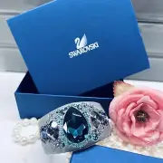 $410 Swarovski Crystal PONY BANGLE Cuff Ocean Blue & Purple Crystals 1110336 New
