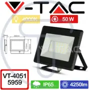 V-TAC VT-4051 SMD LED Floodlight 50W Black Outdoor Daylight promo