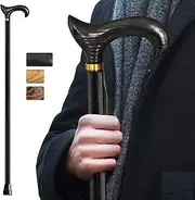 ispuoocti Wooden Walking Cane for Men and Women -Natural Solid Wood, 3 Rubber Tips, Heavy Duty, with Travel Bag- Wooden Walking Stick, Ergonomic Canes for Seniors Unisex Walking Canes