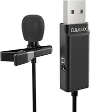 Cubilux USB A Lavalier Microphone with Headphone Jack, USB Clip-On Mini Lapel MIC with 3.5mm Port Compatible with Windows 11/10/8/7/XP Linux Mac OS Laptop Computer MacBook Lenovo Dell HP Asus