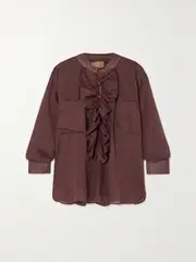 [YVONNE S] YVONNE S - + Net Sustain Ruffled Linen Blouse - Plum - small small Purple