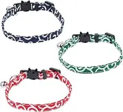 3Pcs Adjustable Cat Collar Breathable Necktie with Bell for Kittens for Daily Wear Parties Weddings and Holidays Elegant Design