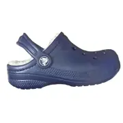 NEW CROCS Navy Blue / Oatmeal Classic Lined Clogs Size c10/c11