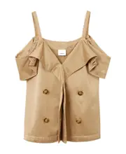 Burberry Cold-Shoulder Button-Detailed Blouse UK4 Nude