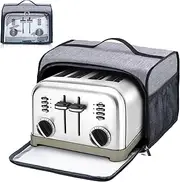 Toaster Cover with Base for 4 Slice Wide Slot, Dust Covers Compatible with Cuisinart 4 Slices, Toaster Bags with Zipper Closure (Cover Only)