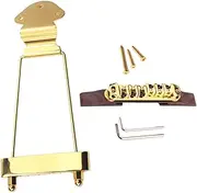 ERINGOGO 6 String String Jazz Guitar Bridge Adjustable Tailpiece Solid with Rosewood Base Compatible with Archtop Guitars Golden Height Adjustable for Enhanced Performance