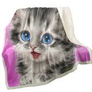 Adorable Painted Cats Baby Blue Eyes Grey Kitty Throw Blanket