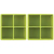 2x 2PK Dexas 9.5cm Silicone Ice Tray XL Cube Maker Freezer Moulder Square Green