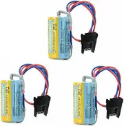 YICUAA (3-Pack ER17330V 3.6V 1700mAh PLC Lithium Battery with Plug A6BAT MR-BAT for CNC System Non-Rechargeable